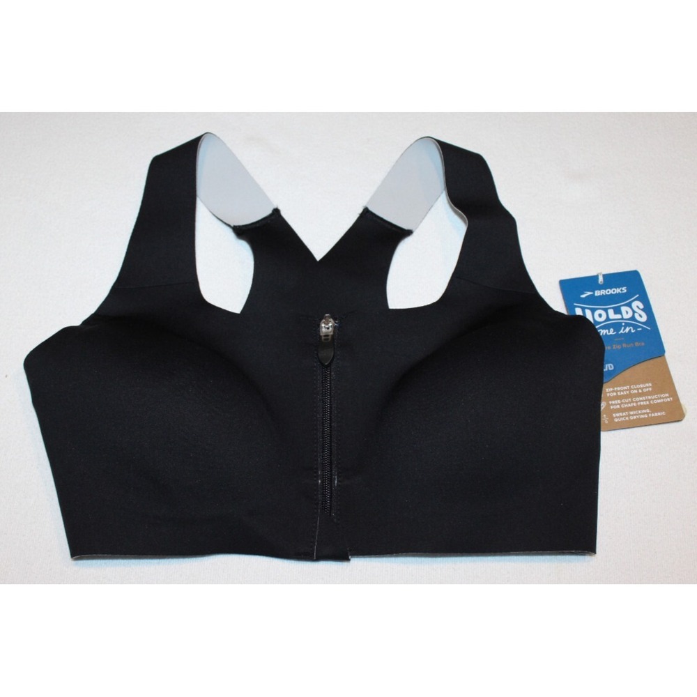 Brooks black Dare Zip Run Bra Size 32C/D sports bra running NWT